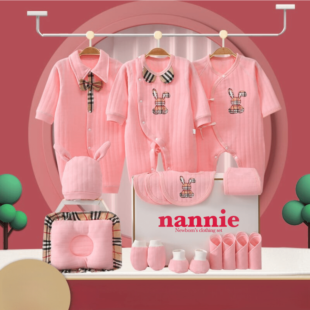 Hăinuțe Cadou Bebe Set Roz S 17 Piese Bunny - 3-6 luni